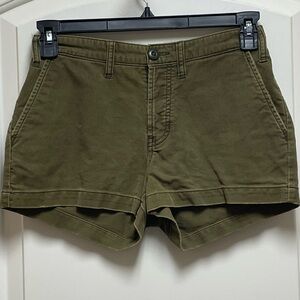 Abercrombie & Fitch Sz 2 3” Army Olive Green Chino Utility Shorts Y2K Button Fly